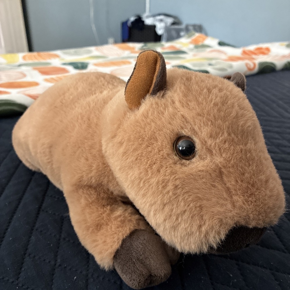 FAO Schwarz Adopt A Pet Lying Capybara Plush Round Eye Version